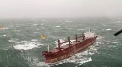 Crew rescued after ships collide off Dutch coast in storm