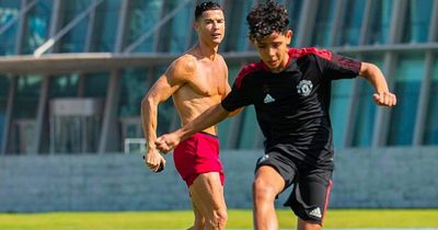 Cristiano Ronaldo trains with son as "future" comment excites Man Utd fans