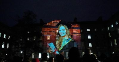 Picture of Ashling Murphy projected onto Trinity College to mark St Brigid's Day