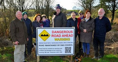 Dumfries and Galloway residents create own pothole warning sign in bid to get "reaction" from council