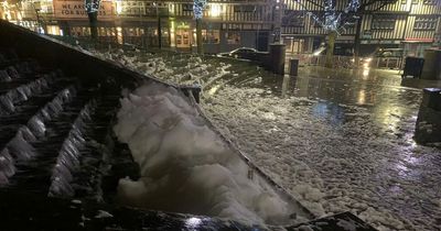 Large group of teens turn Castle Square fountain into foam bath with washing up liquid