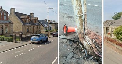 Lanarkshire residents worried leaning lamppost caused by car crash is a danger to school kids