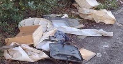 Dead rats, broken beds and a VHS tape... Fury over 'disgraceful' pile of rubbish dumped in Oldham cul-de-sac