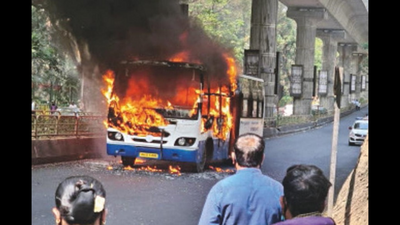 Bus catches fire in Bengaluru; 25 escape unhurt