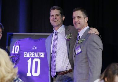 Ravens HC John Harbaugh describes what talk about Mike Macdonald was like with brother Jim Harbaugh