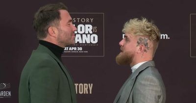 Jake Paul and Eddie Hearn in comical face-off as Katie Taylor meets Amanda Serrano