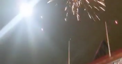 Rangers fans set off fireworks at Ibrox as team bus leaves for Celtic showdown