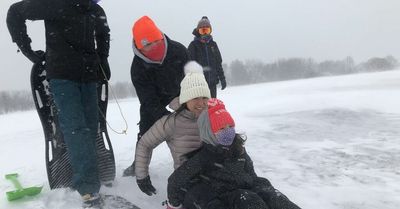 A perfect day for sledding! Or maybe not