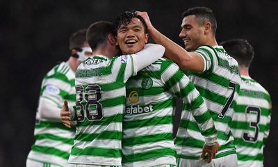 Reo Hatate hits double to help rampant Celtic replace Rangers at top of table