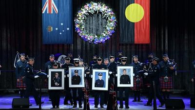 Victoria Police officers killed in Eastern Freeway truck crash honoured at state memorial service