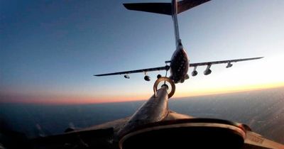 Moment RAF Typhoon escorts Russian nuclear bomber away from UK airspace