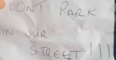 Woman finds note on car windscreen warning her not to park on her own street