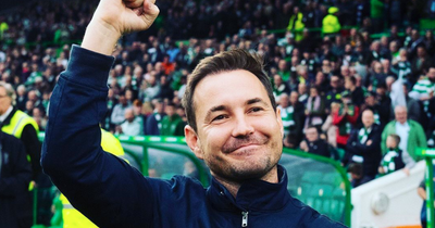 Martin Compston shows off his new Celtic bar following Hoops' win over Rangers