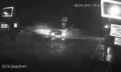 Shocking CCTV shows sparks flying as woman drunkenly drives on to rail line