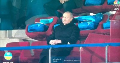 Vladimir Putin pretends to sleep as Ukraine athletes emerge at Winter Olympics opening ceremony