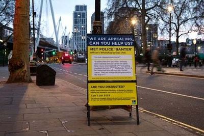 Activists erect fake police appeals in central London after IOPC finds shocking sexism within Met Police