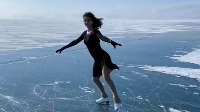 VIDEO: Turkish National Figure Skater Performs On Frozen Lake