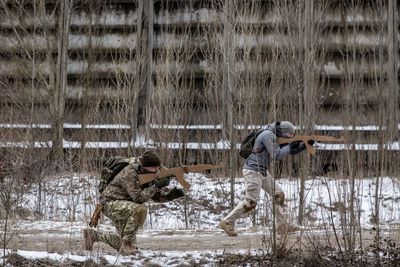 Ukrainian forces conduct live urban warfare drills in abandoned Chernobyl city