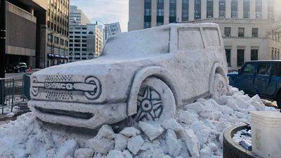 Life-Size Ford Bronco Ice Sculpture Sparks Interest In New York