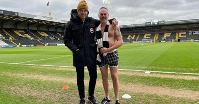 Notts County fan braves cold in boxers at match after bet with commentator