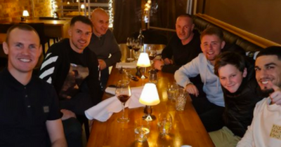 Rangers 'Glasgow posse' pictured celebrating 5-0 win at west end steak house