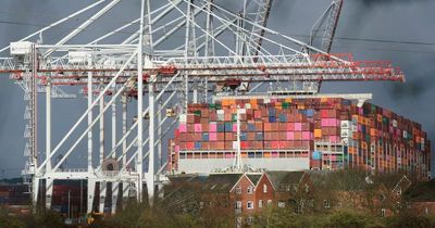 UK homes left in darkness after gigantic cargo ship stacked with containers docks