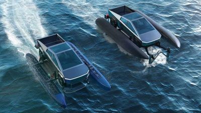 Tesla Cybertruck Concept Converts Pickup Into A Capable Catamaran