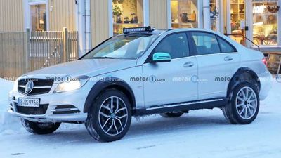 Mercedes SUV Hides Under High-Riding C-Class Body In New Spy Pics