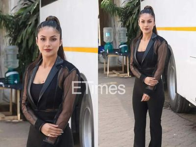 Shehnaaz Gill poses formally for paps as she is spotted at a Mumbai studio; walks away without smiling