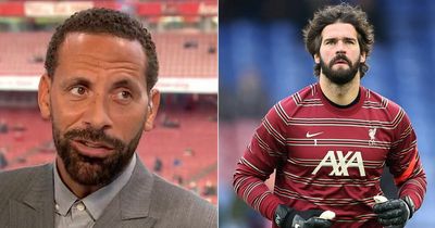 Liverpool star Alisson overlooked as Rio Ferdinand names top three goalkeepers