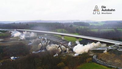 VIDEO: Massive Bridge Across German Valley Blasted From Height Of 230 Feet