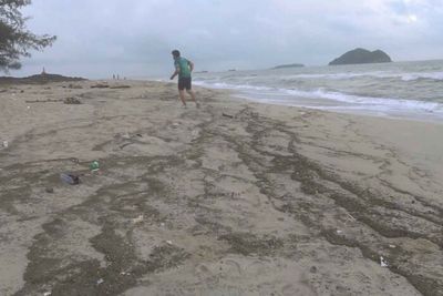 Volcanic pumice washed up on southern shore