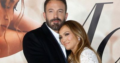 Ben Affleck and Jennifer Lopez dress like bride and groom at Marry Me premiere