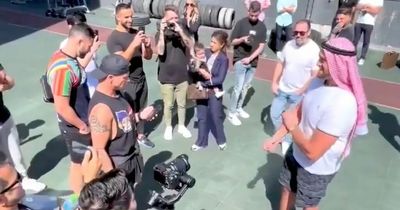 Boxing fan recites cringe poem to heavyweight Tyson Fury on Dubai rooftop