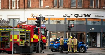 Fire crews attend car crash in Ayr town centre with casualties assessed at scene