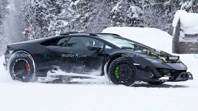 Lamborghini Huracan Sterrato Spied With Snow On Its Rugged Body