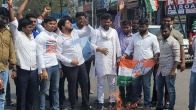 Congress holds state wide protests against PM Modi's comments on Telangana