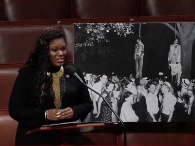 Cori Bush displays photo of lynching on House floor in protest at efforts to censor Black history