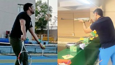 WATCH: MS Dhoni warms up for IPL auction at the shooting range and tennis courts