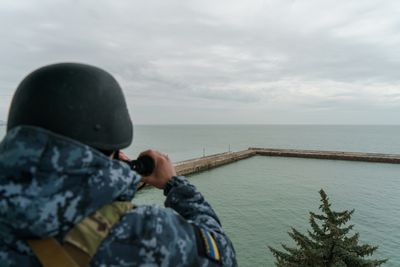Ukraine coastguard patrolling Sea of Azov eye Russian war ships