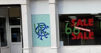 Rangers fans furious after vile graffiti mocking Ibrox disaster appears on shop