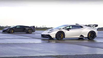 Can The Lamborghini Huracan STO Keep Up With The Aventador SVJ Drag Race?