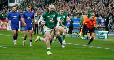 Mack Hansen scores brilliant first try for Ireland in Six Nations clash with France