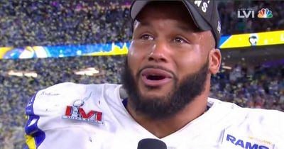 Aaron Donald fuels retirement talk in tearful interview after winning Super Bowl