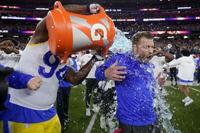 Rams shower Sean McVay with blue Gatorade to celebrate Super Bowl victory