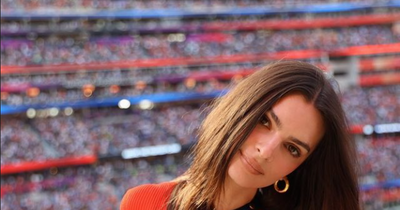 Emily Ratajkowski shows off washboard abs at Super Bowl as Irish stars Dermot Kennedy and Niall Horan also attend