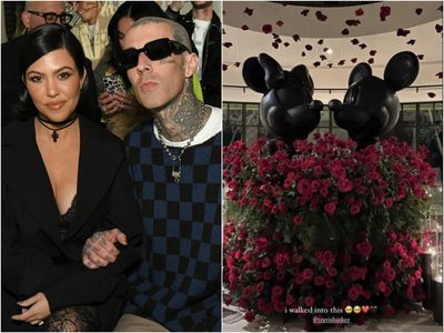 Travis Barker surprises Kourtney Kardashian with hundreds of roses for Valentine’s Day