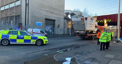 Glasgow NHS truck smashes into bridge as dramatic footage shows aftermath of collision