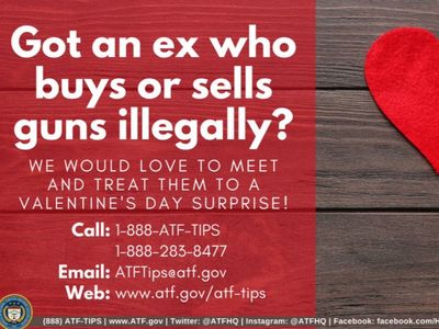 ‘Real weird’: ATF criticised for Valentine’s message urging exes to report illegal gun activity