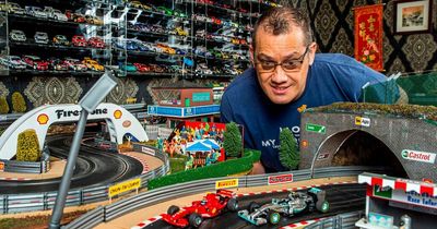 Warehouse worker spends £10,000 building incredible 165ft home Scalextric track